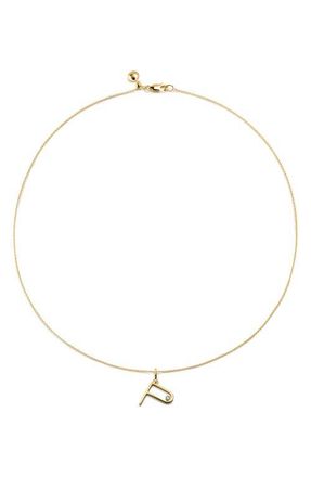 Monica Vinader Diamond Initial Pendant Necklace in 18K Gold Vermeil P at Nordstrom