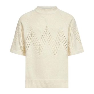 Jil Sander Round-neck Knitwear, male, Beige, Size: XL Cotton Pointelle T-Shirt