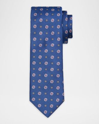 Canali Men & apos;s Micro-Floral Silk Jacquard Tie
