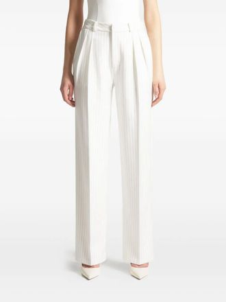 Manière De Voir Julie pinstripe twin-pleat tailored trousers - White