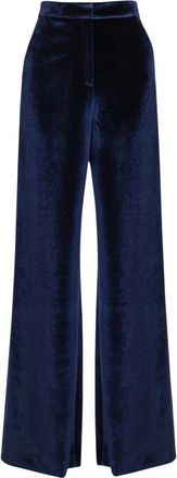 Self Portrait Wijde fluwelen broek - Dames - Wijde Broeken - Blauw - 3XS - Broeken