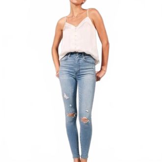 Abercrombie & Fitch Ripped Ultra High Rise Super Skinny Jeans In Blue
