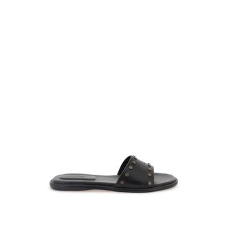 Isabel Marant Isabel Marant, Sliders, female, Black, Size: 8 US Leather Vikee Slides with Metal Studs