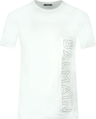 Balmain Brand Embossed Logo White T-Shirt