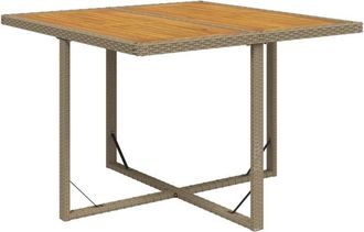 vidaXL Mesa de jardín ratán sintético madera acacia beige 109x107x74cm Vidaxl