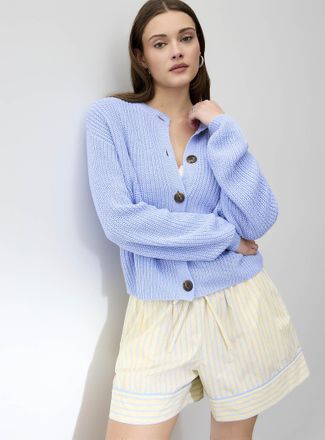 Vero Moda Womens Marbled buttons shaker-rib Cardigan Sweater