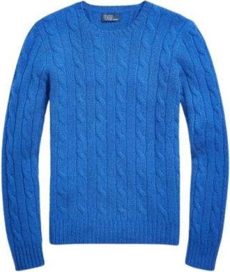 Polo Ralph Lauren Julianna Twisted Cashmere Trui - Dames - Ronde hals truien - Blauw - M - Kasjmier - Truien & Vesten