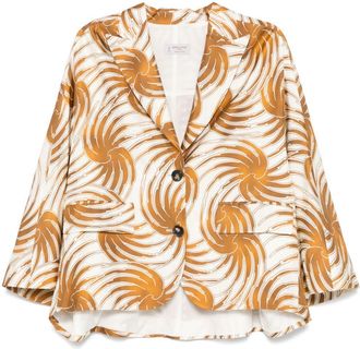 Alberto Biani Printed Silk Caban Jacket
