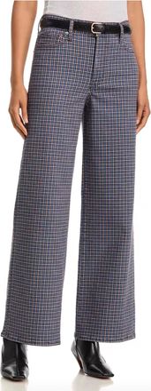 Frame Denim Le Slim Palazzo Jeans In Chestnut Houndstooth