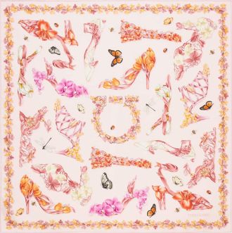 Ferragamo Women Eden shoes print silk scarf Pink
