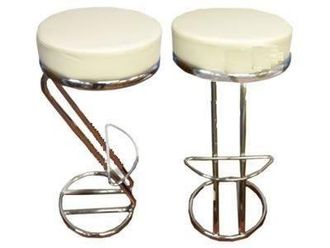 Netfurniture Z Shaped Red Breakfast Bar Stool Chrome Frame in Cream