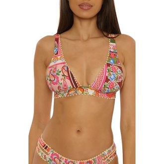 Lucky Brand Verona Triangle Bikini Top in Pink Multi at Nordstrom, Size Medium