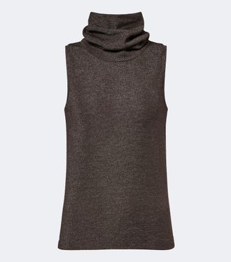 Brunello Cucinelli Top de cuello alto en mezcla de lana
