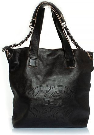 Chanel Black Leather Deca Coco 2Way Tote (Authentic Pre-Loved)