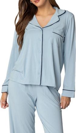 Edikted Jeanette Button-Up Pajama Top in Light-Blue at Nordstrom, Size X-Small