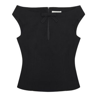 Shushu/Tong Sleeveless Tops, female, Black, Size: 2XS Cropped Off-Shoulder Top