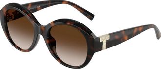 Tiffany & Co. Stijlvolle zonnebril in blauw verloop - Dames - Zonnebrillen - Bruin - 53 MM - Accessoires