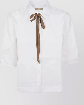 Herno short sleeve shirt collar ribbon detail