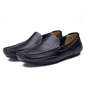 Generic Shoe Mens Loafers PU Stitching Details Round Toe Comfortable Slip Resistant Anti-Slip Party Slip-on(Black,8.5 UK)