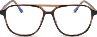 DIFF Eyewear Taylor 55mm Aviator Blue Light Glasses in Dark Elm Tortoise Blue Light at Nordstrom Rack