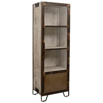 Massivmoebel24 vetrina in legno di Mango 60x40x180 marrone laccato heavy industry 240