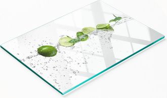 OEM Tabla De Cocina De Vidrio Templado Con Gr&aacute;ficos Decorativos De Lima Y Agua, 80x52 Cm