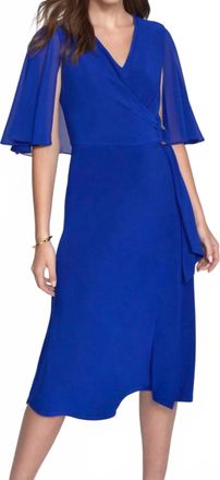 Joseph Ribkoff V Neck Midi Dress In Ocean Blue
