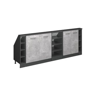 Vicco Armario De Cocina Para Techo Inclinado R-line, Hormig&oacute;n/antracita, 210 Cm Lote De 5, Vicco