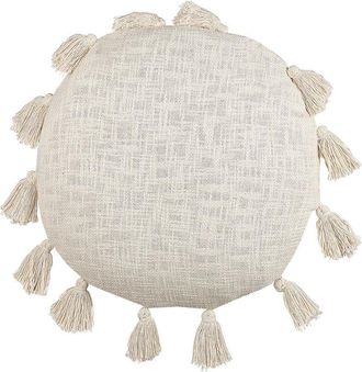 Beliani Coj&iacute;n De Algod&oacute;n Beige Claro 45 Cm Borlas Accesorio Moderno Boho Madia