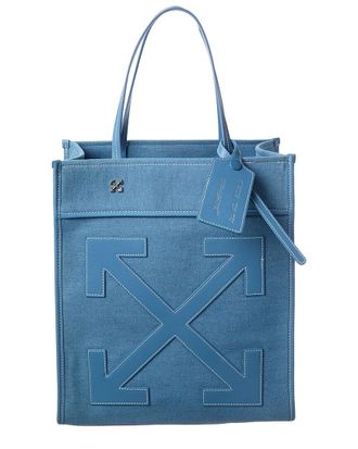 Off-white Boxy Large Canvas & Leather Tote