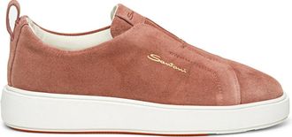 Santoni Schoenen, Dames, Roze, 39 EU, Suède, Suede Slip-On Sneaker