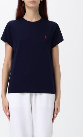 Polo Ralph Lauren T-shirt girocollo in cotone con logo Pony a contrasto