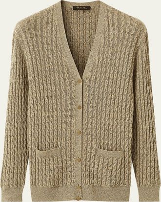 Loro Piana Bihar Cable-Knit Cashmere-Blend Cardigan