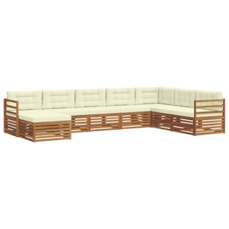 vidaXL Conjunto De Sof&aacute;s De Exterior Con Coj&iacute;n 8 Pcs Natural Y Crema Vidaxl