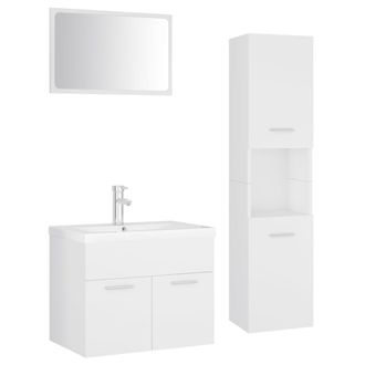 vidaXL Juego De Muebles De Ba&ntilde;o Madera De Ingenier&iacute;a Blanco Vidaxl