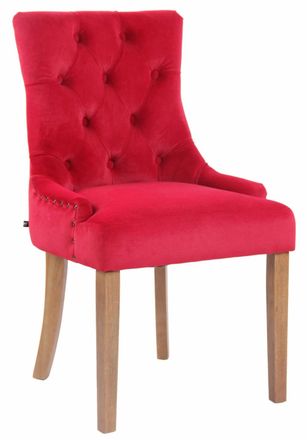 Clp Silla con patas de madera y asiento en Terciopelo Rojo