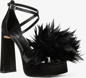 Michael Kors Cami Feather Trim Satin Platform Sandal