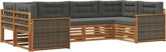vidaXL Conjunto De Sof&aacute;s De Exterior 6 Uds. Natural Y Antracita Vidaxl