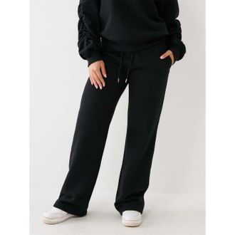True Religion Womens Straight Leg Open Hem Joggers in Jet Black - Size 8 UK