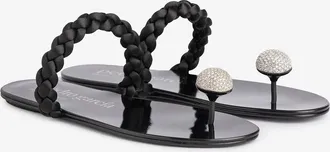 Pedro Garcia Flat sandal in black satin leather | Pipa | Spring Summer 25