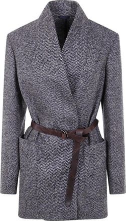 Brunello Cucinelli Blazer con motivo spigato - Blu
