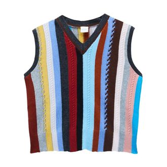 Paul Smith V-neck Knitwear, female, Multicolor, Size: M Gilet Trecce Riga Classica Misto Cashmere