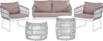 Beliani Beliani - Conjunto De Fundas De Coj&iacute;n Para Exterior Cojines De Asiento Y Respaldo Beige Ravello