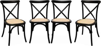 Sweeek Silla de bistr&oacute; vintage de madera, set de 4, negro