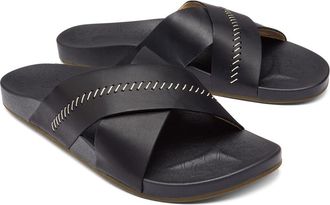 Olukai Kipea Olu Slide Sandal in Black /Black at Nordstrom, Size 10