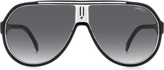 Carrera 64mm Oversize Gradient Aviator Sunglasses in Black White/Grey Shaded at Nordstrom