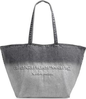 Alexander Wang Punch Dip Coated Denim Tote in Light Grey Aged /Silver at Nordstrom
