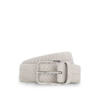 BOSS Logo-buckle belt in woven suede