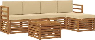 vidaXL Conjunto De Sof&aacute;s De Exterior 6 Uds. Natural Y Beige Vidaxl