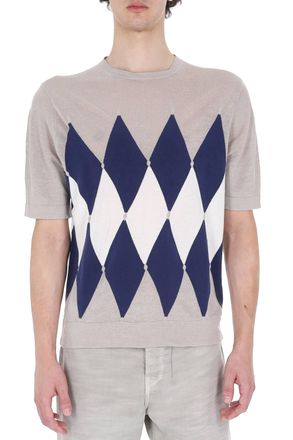 Ballantyne Multicolored Diamond Argyle Linen-Cotton T-Shirt